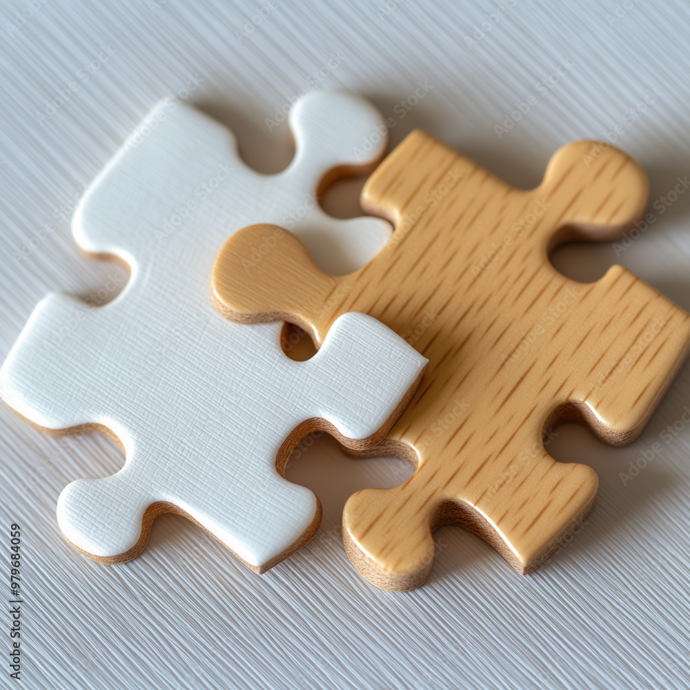 Two Puzzle Pieces Isolated Two Puzzle Pieces Isolated