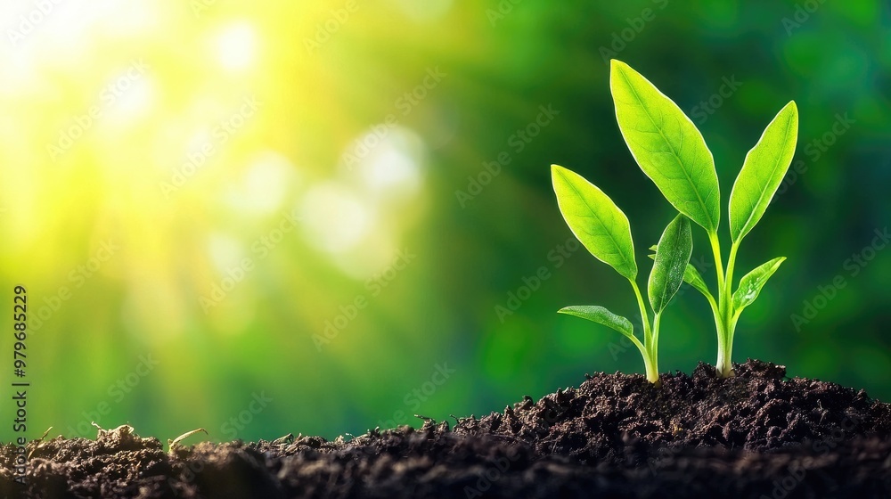 Fresh green seedlings emerge from rich soil, surrounded by a soft, glowing light, symbolizing growth and new beginnings. Fresh green seedlings emerge from rich soil, surrounded by a soft, glowing light, symbolizing growth and new beginnings.