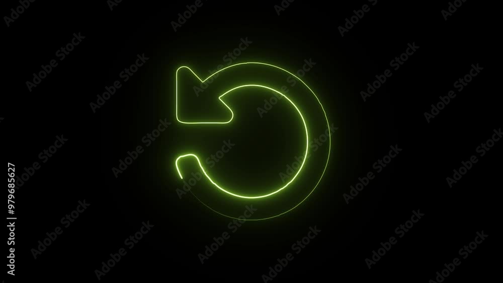 Glowing Neon Refresh Arrow Icon Isolated on Black Background - HD Motion Graphics Animation for Syncing and Refreshing Systems Glowing Neon Refresh Arrow Icon Isolated on Black Background - HD Motion Graphics Animation for Syncing and Refreshing Systems