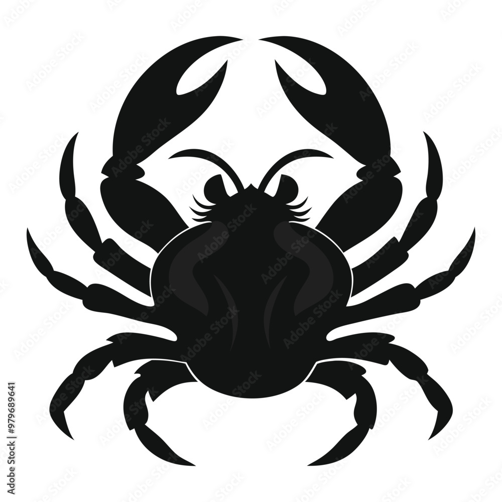 Fototapeta premium Crab Silhouette Vector isolated on a white background