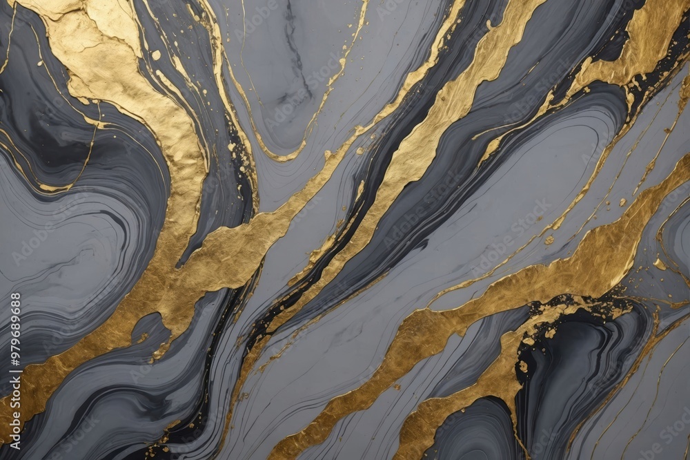 Obraz premium abstract marble grey art with gold â€” gray background with golden paint