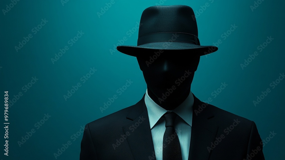 A man in a suit and hat is standing in front of a blue background A man in a suit and hat is standing in front of a blue background