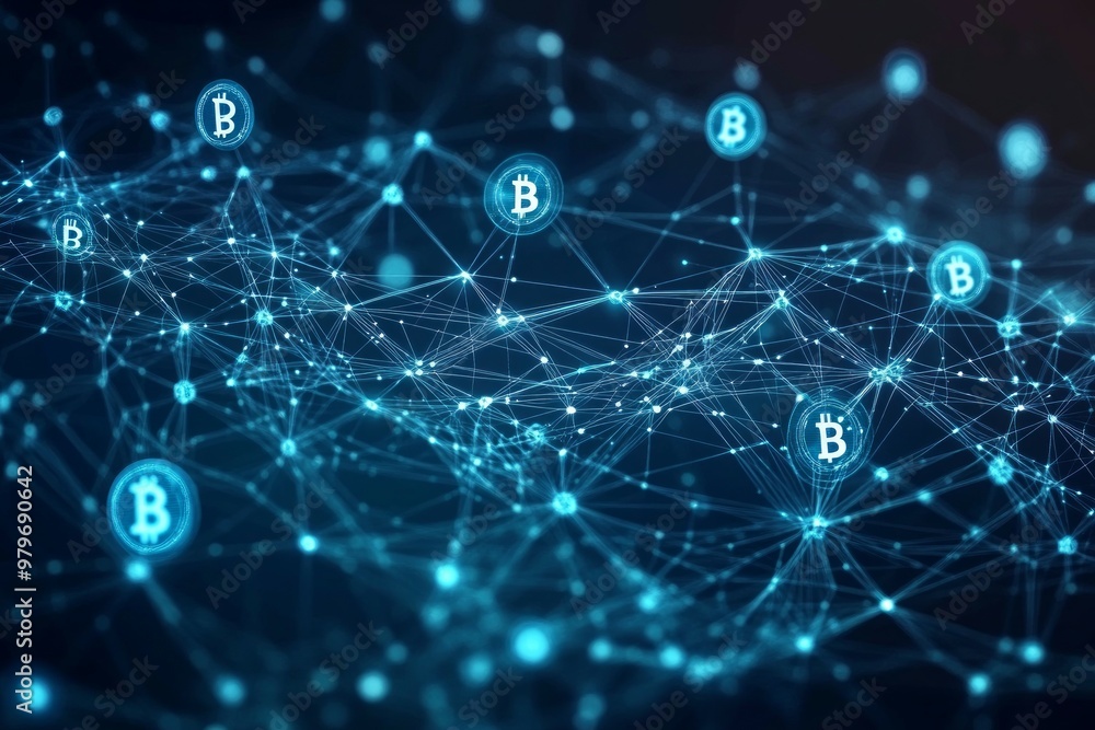 Obraz premium The Decentralized Web, Blockchain and Cryptocurrency
