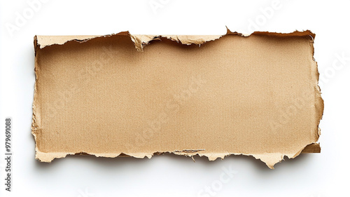 cardboard with torn edge on a white background.