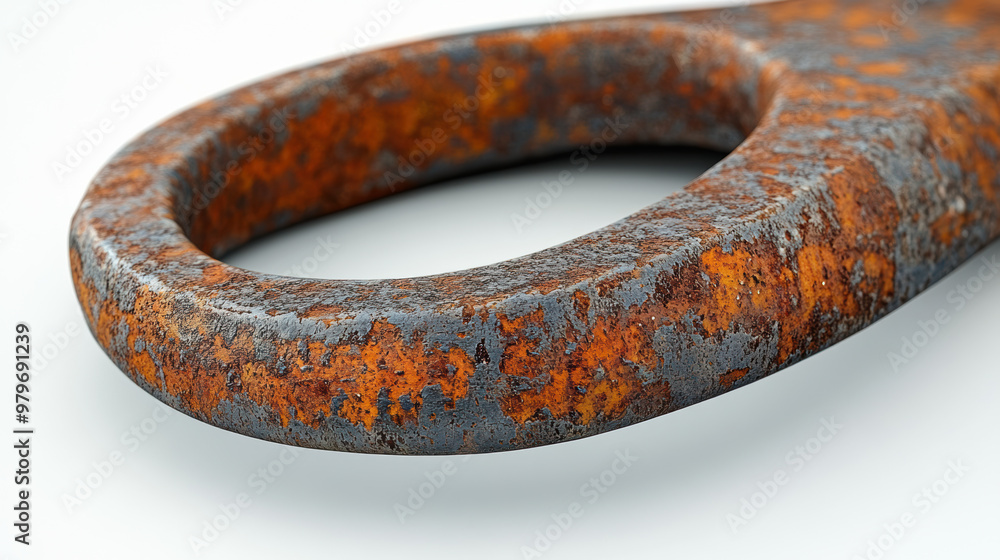 A close-up of a rusty metal ring, showcasing vintage design and industrial aesthetics. A close-up of a rusty metal ring, showcasing vintage design and industrial aesthetics.