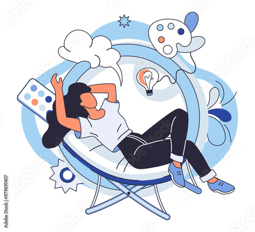 Artistic imagination vector illustration. Artistic creativeness is voyage discovery, where artist explores landscapes imagination The canvas, playground for artistic imagination, transforms ideas