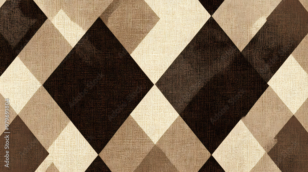 Argyle fabric pattern with subtle, monochromatic diamond shapes in shades of brown, offering a sophisticated and understated look for professional and academic themes. Monochromatic. Illustration Argyle fabric pattern with subtle, monochromatic diamond shapes in shades of brown, offering a sophisticated and understated look for professional and academic themes. Monochromatic. Illustration