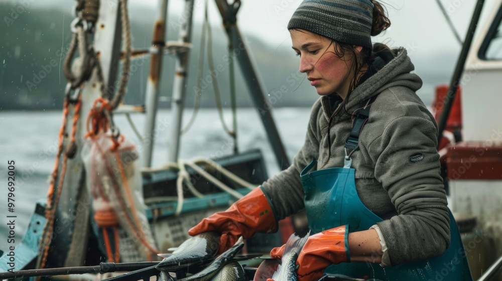woman in a fishing boat woman in a fishing boat