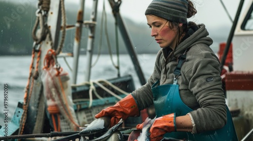 woman in a fishing boat