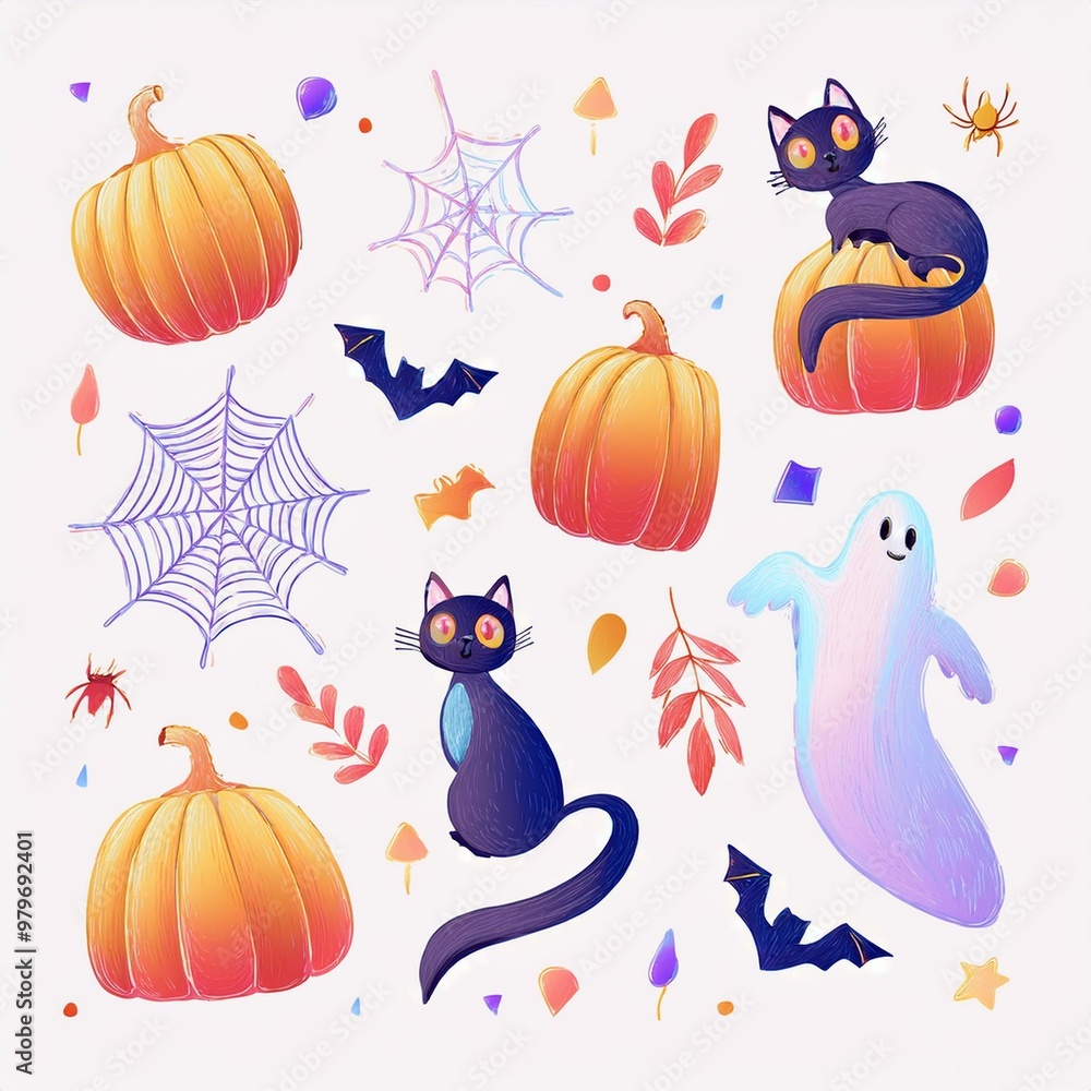 Fototapeta premium ハロウィンのイラストセット