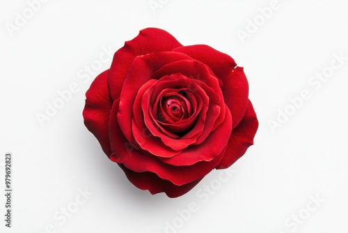 Classic Red Rose on Pure White Background