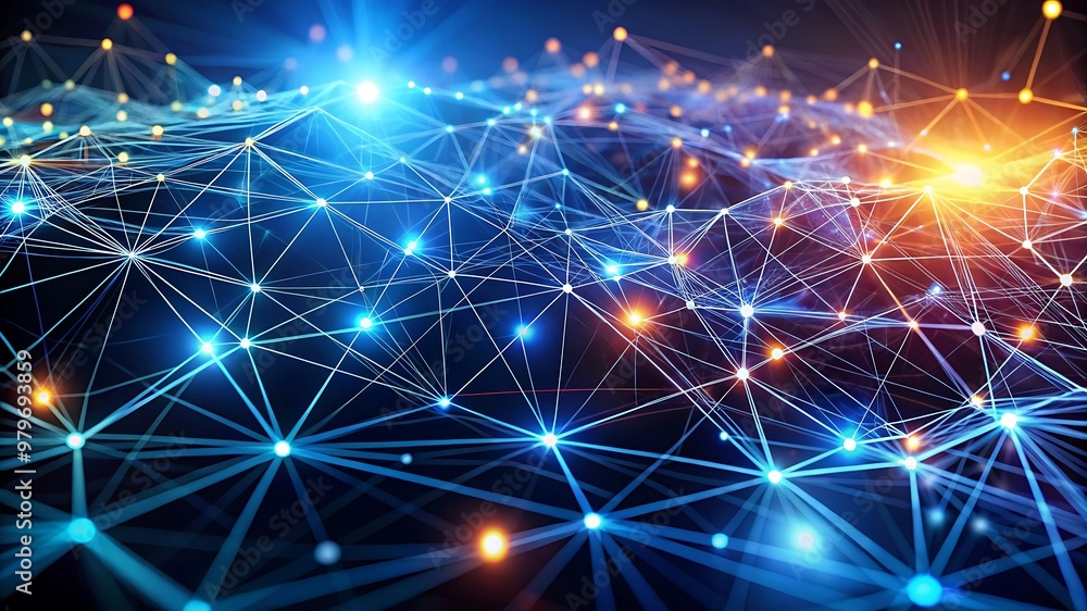 Abstract 3D Rendering of Connected Dots and Lines, Representing AI Technology and the Flow of Digital Data in a Dynamic Communication Network Abstract 3D Rendering of Connected Dots and Lines, Representing AI Technology and the Flow of Digital Data in a Dynamic Communication Network