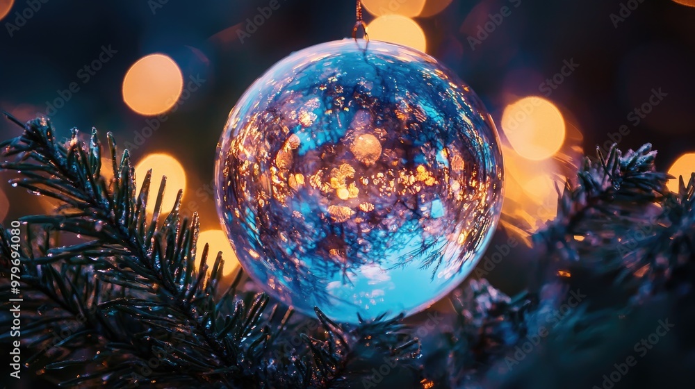 glass ball decoration for the Christmas tree. Selective focus glass ball decoration for the Christmas tree. Selective focus
