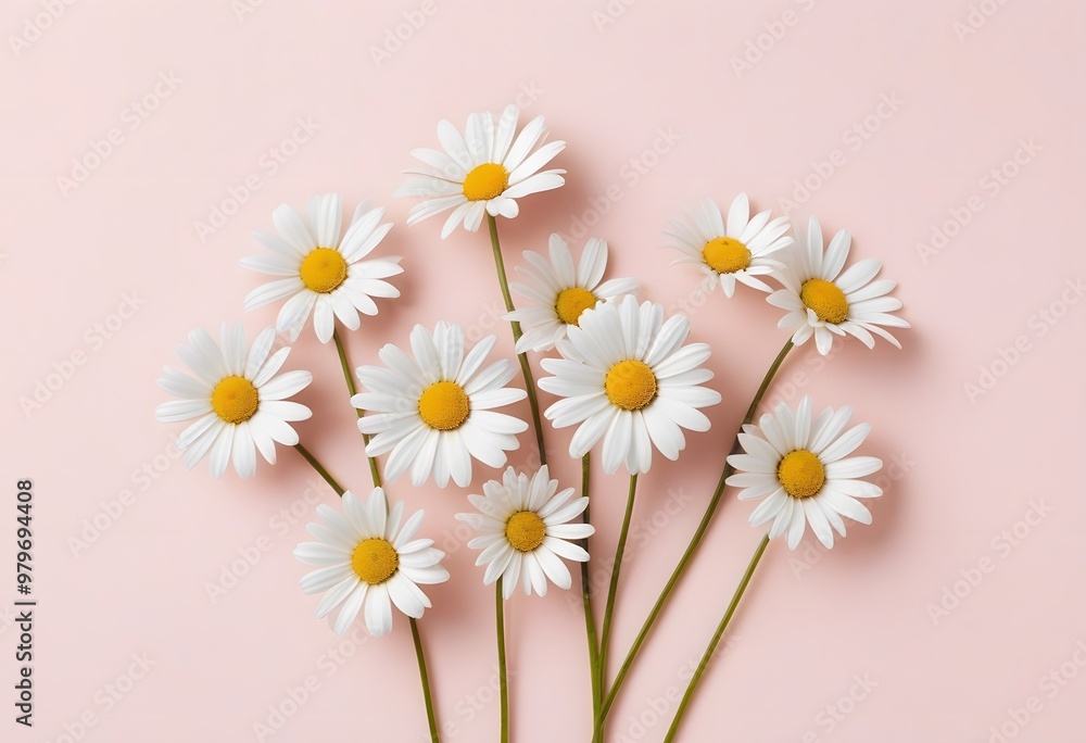Obraz premium Bouquet of daisy flowers isolated on pink background, close up