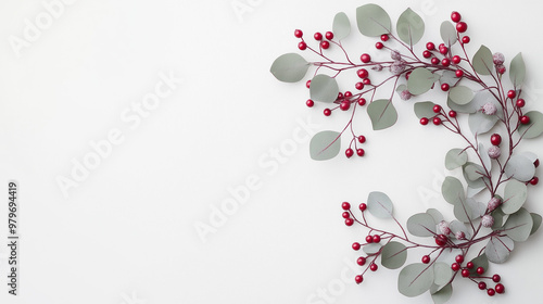 White banner with twigs and red berries