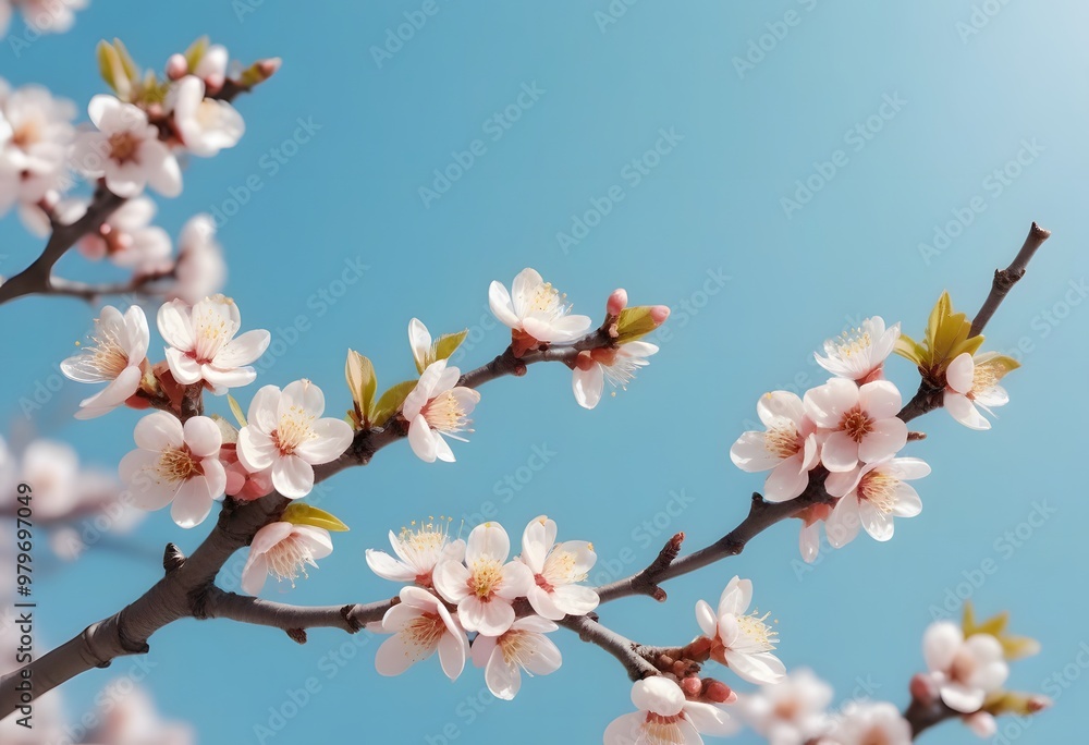 Beautiful branches of white Cherry blossoms on the tree under sky background.
Beautiful branches of white Cherry blossoms on the tree under sky background.