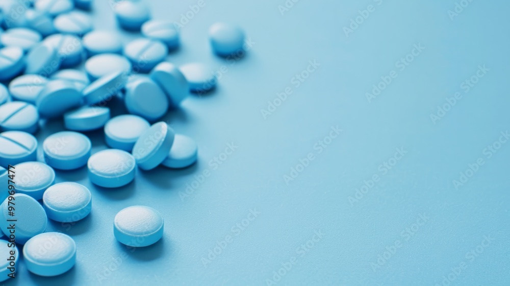 Blue pills on blue background generative ai Blue pills on blue background generative ai