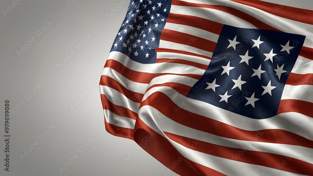 Obraz premium American Flag Waving Gracefully Against a Neutral Background During Daylight Hours