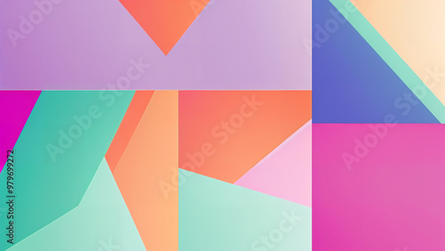 Square banner template with colorful geometric background that can be used for social media posts and website web advertising