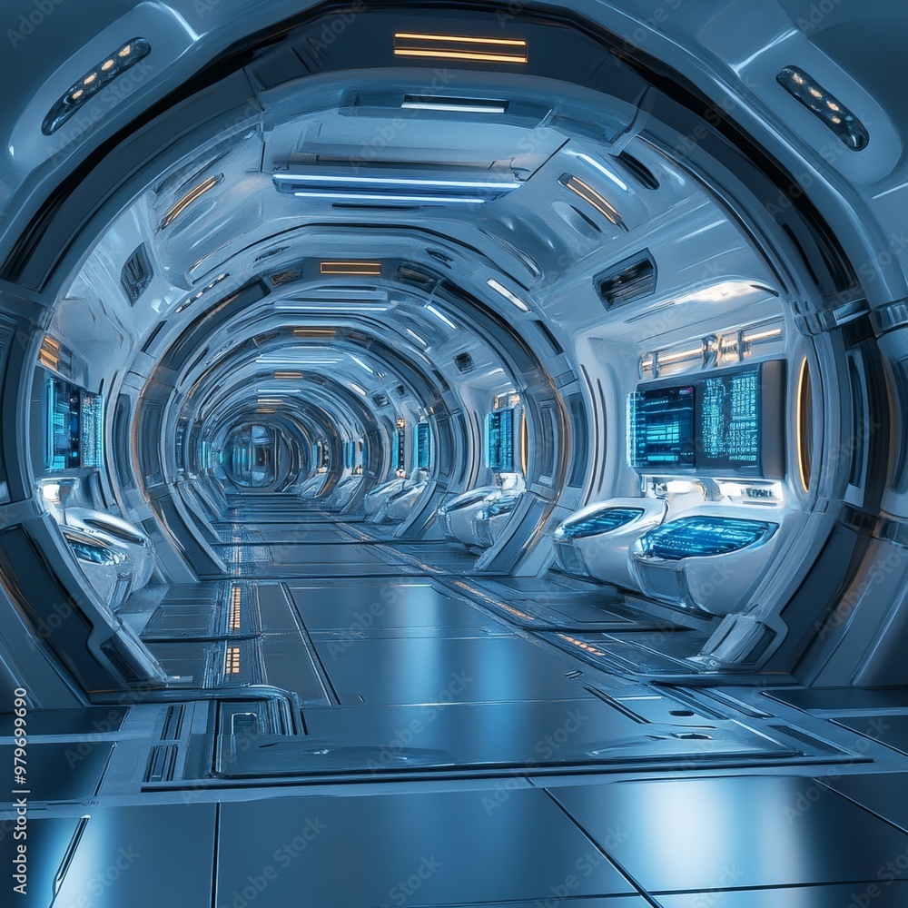 Futuristic Spaceship Corridor Interior Futuristic Spaceship Corridor Interior