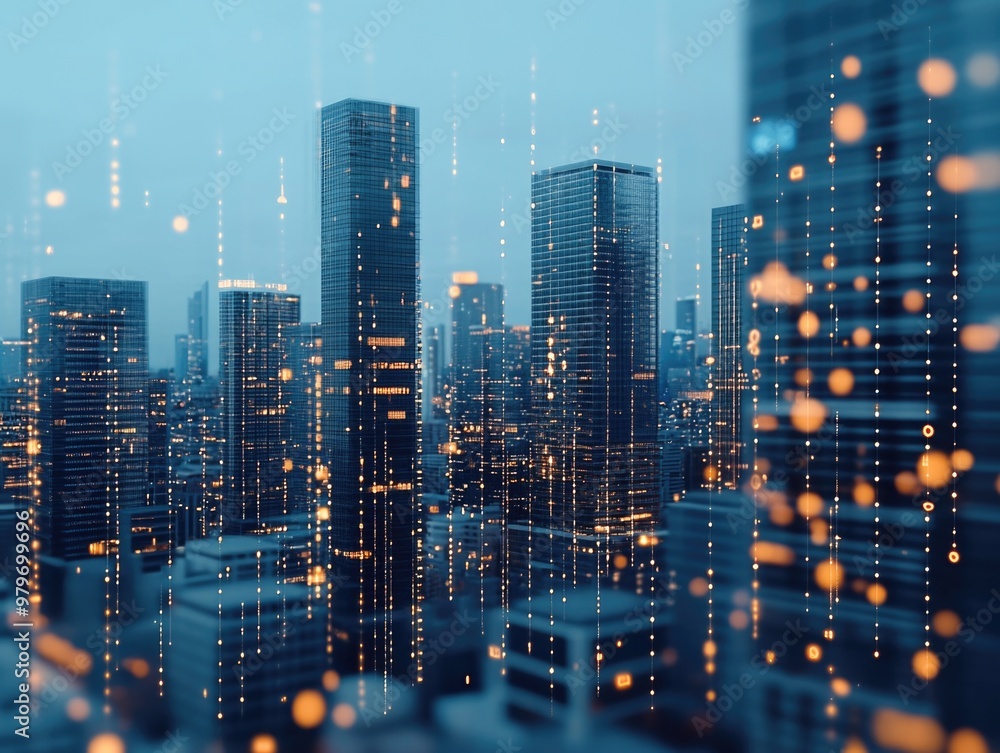Obraz premium Urban Technology Skyline