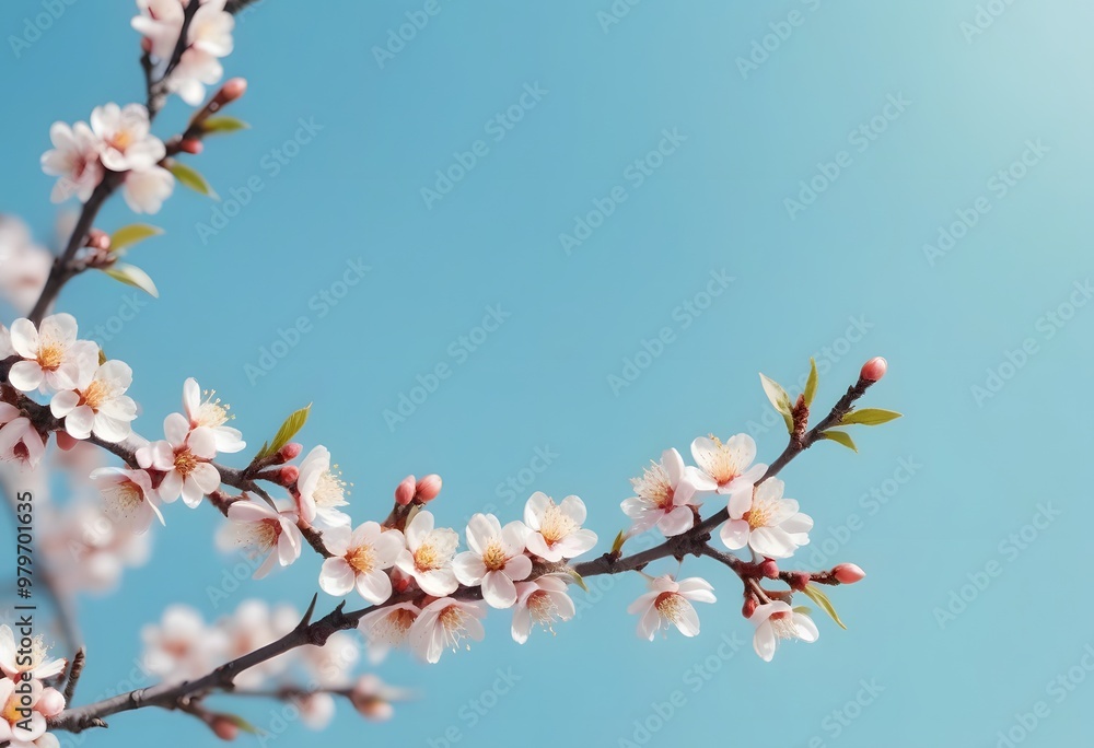 Beautiful branches of white Cherry blossoms on the tree under sky background.
Beautiful branches of white Cherry blossoms on the tree under sky background.