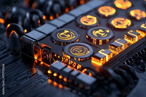 A glowing matrix of numbers and symbols, representing the secure encryption of a database system