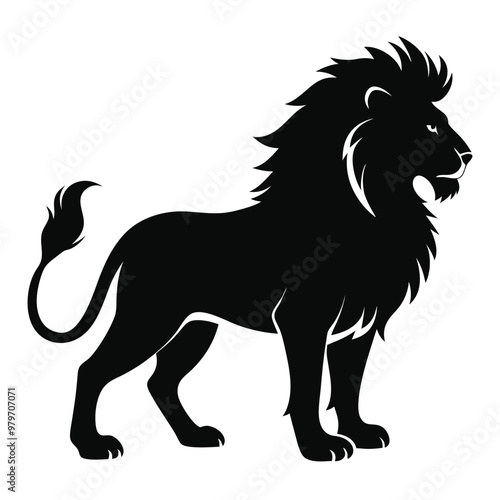 black lion silhouette style with white background