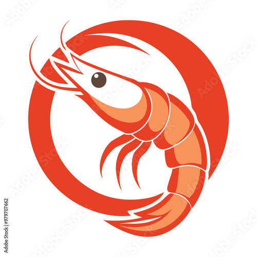shrimp logo icon on white background