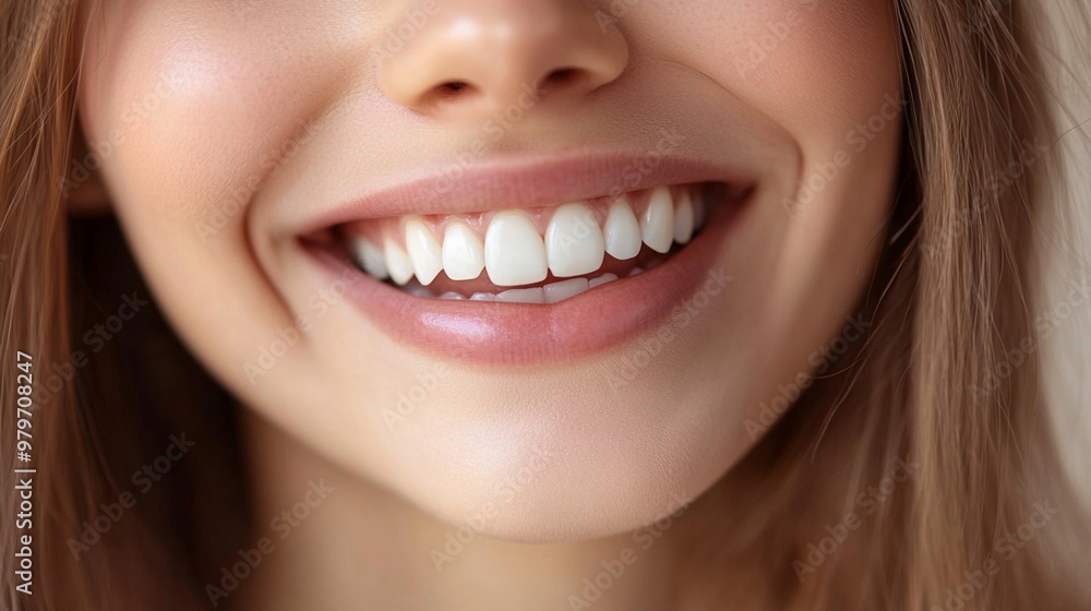 Radiant smile showcasing perfectly aligned, bright white teeth against smooth skin and soft pink lips, embodying confidence and dental health in a close-up view. Radiant smile showcasing perfectly aligned, bright white teeth against smooth skin and soft pink lips, embodying confidence and dental health in a close-up view.