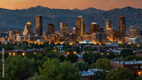 Five Points neighborhood with Denver city skyline photo