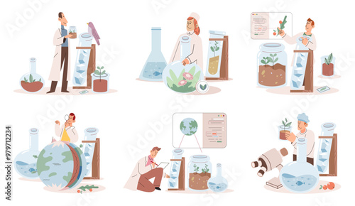 Science. Vector illustration. Technological advancements have revolutionized various scientific disciplines Practical application scientific knowledge leads to innovative solutions The scientific