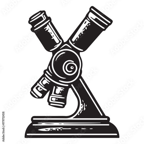 Microscope icon vector design, simple microscope flat icon on isolated white background