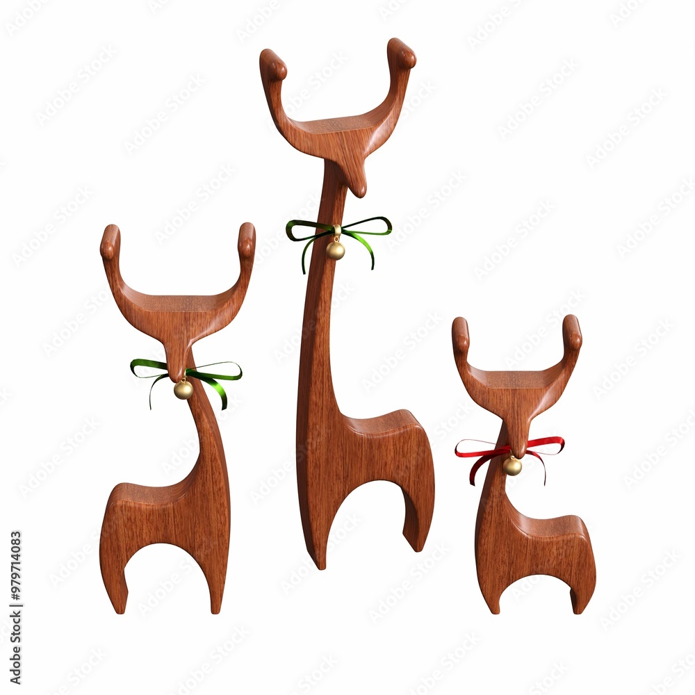 Obraz premium Christmas decorations, New Year's decor, isolated on white background, 3D illustration, cg render 