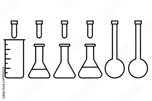 set of laboratory aberration line art,icon on white background.