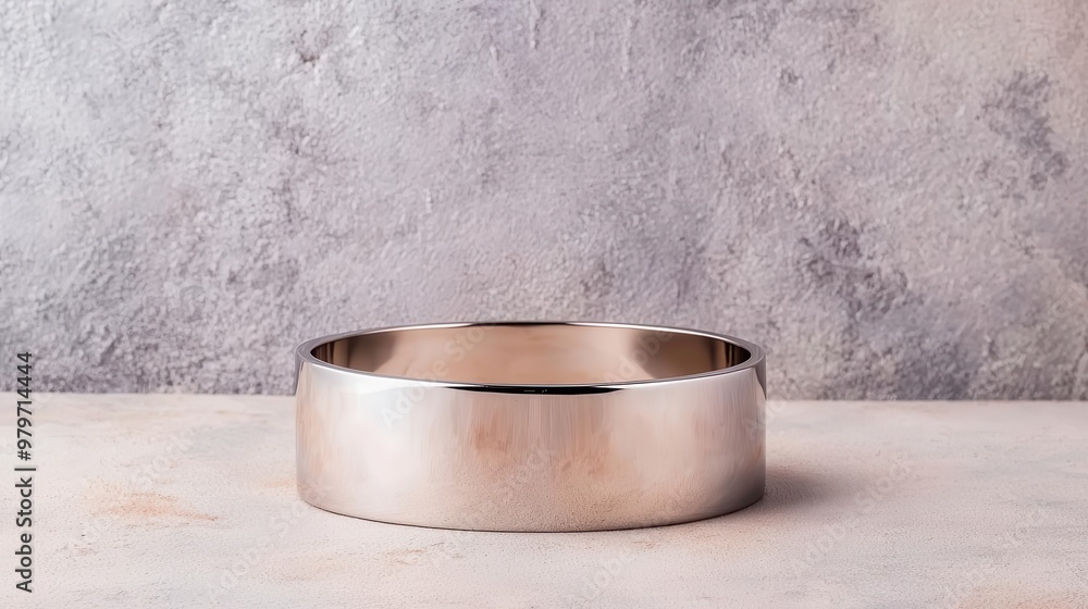 Silver cuff bracelet with open design, displayed on a light grey textured background, sleek and modern Silver cuff bracelet with open design, displayed on a light grey textured background, sleek and modern