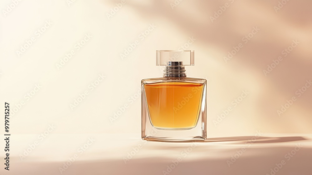 Elegant perfume bottle on a minimalist background with space for branding text Elegant perfume bottle on a minimalist background with space for branding text