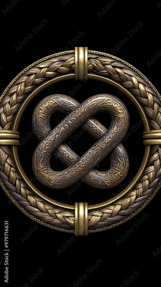 A black background with Celtic knot in gold border A black background with Celtic knot in gold border