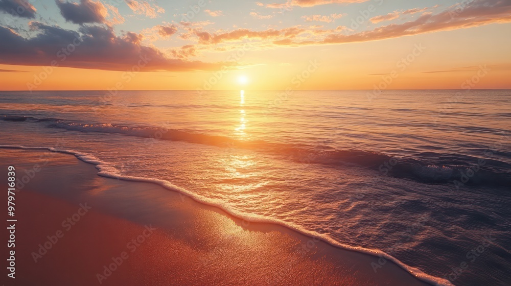 The sun is setting over the ocean, casting a warm glow on the water The sun is setting over the ocean, casting a warm glow on the water