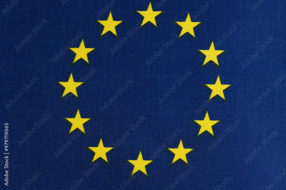 Background with EU flag in closeup. Background with EU flag in closeup.