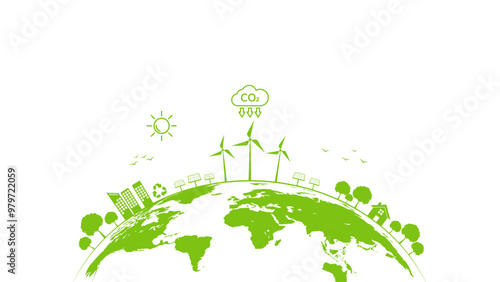 Sustainable corporation development, CO2 reduction and Carbon Net zero emission concept, ESG Environment Society and Governance, Earth day, World environment day