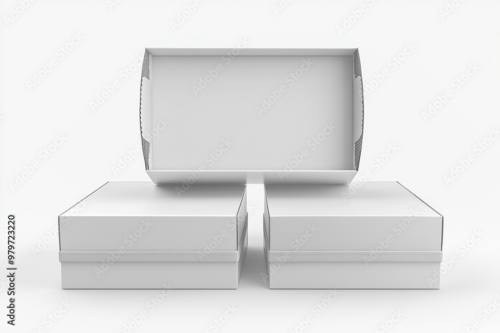 Shoe Box Mockup on Isolated white Background created with Generative AI Shoe Box Mockup on Isolated white Background created with Generative AI