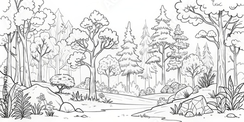 amazing black and white forest coloring. Forest coloring for kids and adults.