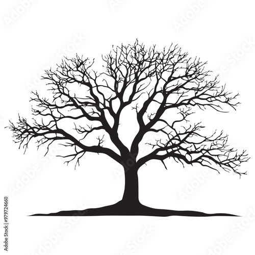 Black tree Symbol style and white background, Natures Elegy A Dead Tree in Black Vector Faded Majesty Monochromatic Vector