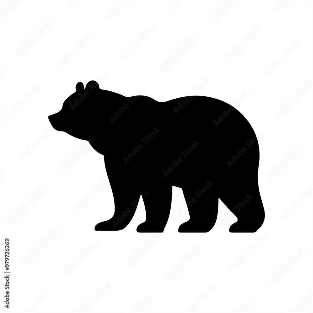 Simple black bear silhouette vector illustration design on white background. Simple black bear silhouette vector illustration design on white background.