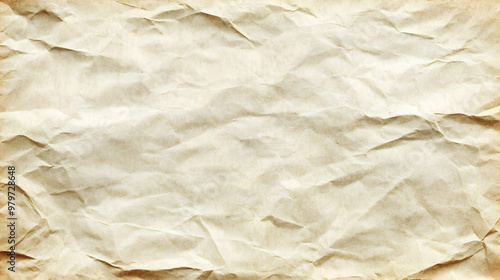 A Close-Up View of a Crumpled Brown Paper Texture, Showcasing the Deep Creases and Uneven Surface, Ideal for Vintage and Rustic Designs