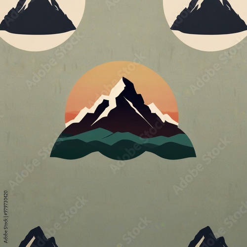 simple mountain logo in the afternoon