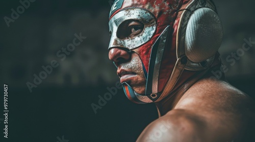 Mexican man with wrestling mask photo