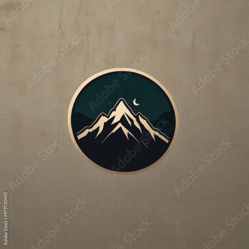 simple mountain logo in the afternoon