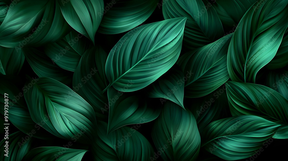 Dark Green Tropical Leaves Pattern Background Illustration for Design Projects Dark Green Tropical Leaves Pattern Background Illustration for Design Projects